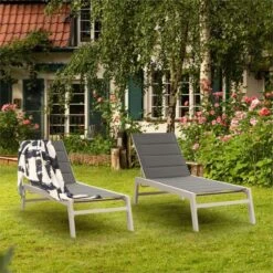 Blumfeldt Renazzo Lounge Ligstoel - Ligbed Voor De Tuin - Aluminium Tuinstoel - 6 Standen - Waterafstotend - Bekleding Van 70 % Pvc En 30 % Polyetheen - Grijs -Meubel Verkoop 1200x1200 94