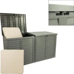 MaxxGarden Kussenbox - Tuin Opbergkist - Opbergbox - 750 L - 155x66x80 Cm - Grijs -Meubel Verkoop 1200x1200 992