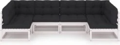 Decoways - 6-delige Loungeset Met Kussens Massief Grenenhout Wit -Meubel Verkoop 1200x457