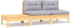 VidaXL 3-delige Loungeset Met Grijze Kussens Massief Grenenhout -Meubel Verkoop 1200x476