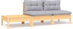 VidaXL 3-delige Loungeset Met Grijze Kussens Massief Grenenhout -Meubel Verkoop 1200x477 1