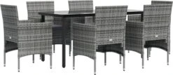VidaXL 7-delige Tuinset Met Kussens Grijs En Zwart -Meubel Verkoop 1200x520