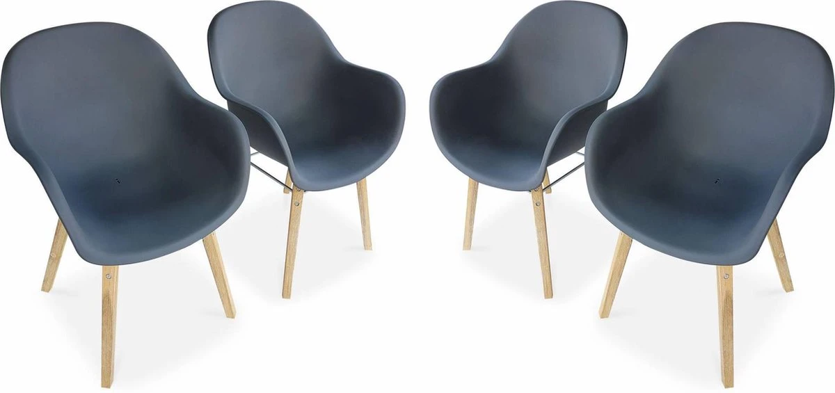 Alice's Garden Kuipstoelen CELEBES - Set Van 4 - Acacia En Kunststof - Grijs 3 Alice's Garden Kuipstoelen CELEBES - Set Van 4 - Acacia En Kunststof - Grijs