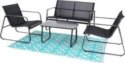 Tuin Meubelen Loungeset - 4 Persoons - Tuinset - Comfort - Zwart - Tafel Glazen Blad - Stoelen - Sofa - Bank - 4-delig -Meubel Verkoop 1200x608 2