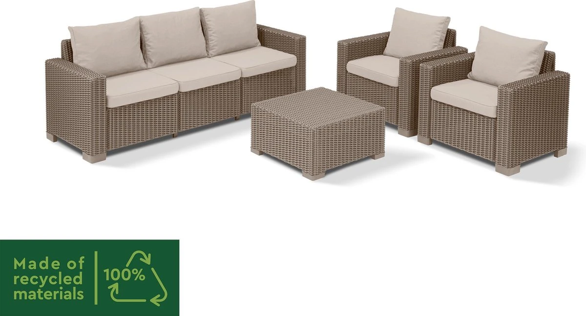 Allibert California Loungeset - 5 Personen - Cappuccino 6 Allibert California Loungeset - 5 Personen - Cappuccino - Afbeelding 4