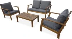 Houten Loungeset 4 Plaatsen - Ushuaïa - Grijs Kussens, Bank, Fauteuils En Lage Tafel Van Acacia, Design 9 Houten Loungeset 4 Plaatsen - Ushuaïa - Grijs Kussens, Bank, Fauteuils En Lage Tafel Van Acacia, Design -Meubel Verkoop 1200x659 4