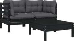 VidaXL 3-delige Loungeset Met Kussens Massief Grenenhout Zwart -Meubel Verkoop 1200x665