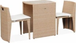 Alice's Garden Balkonset Doppio - 2 Stoelen - Inschuifbaar - Wicker - Beige -Meubel Verkoop 1200x686