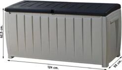 Keter Novel Opbergbox - 340L - 124x55x62.5cm - Grijs -Meubel Verkoop 1200x692