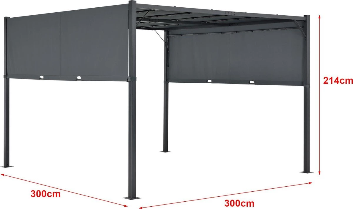 Pergola Fortaleza Tuinpaviljoen Met LED Verlichting 3x3 M Donkergrijs 5 Pergola Fortaleza Tuinpaviljoen Met LED Verlichting 3x3 M Donkergrijs - Afbeelding 3