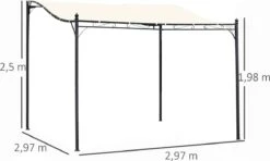 Outsunny Pergola Partytent Paviljoen Overkapping Tent Metaal Crème 297x297 Cm 84C-038 -Meubel Verkoop 1200x717 1
