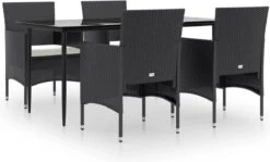 VidaXL 5-delige Tuinset Met Kussens Zwart -Meubel Verkoop 1200x723 2