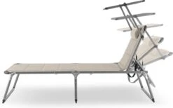 Blumfeldt Amalfi Ligstoel Tuin , Ligbed 70x37x200cm , Schuimrubberbekleding En Hoofdkussen , Rugleuning Verstelbaar Op 5 Standen , Zonnekap Voor Zonnebaden Zonder Verblind Te Worden -Meubel Verkoop 1200x750