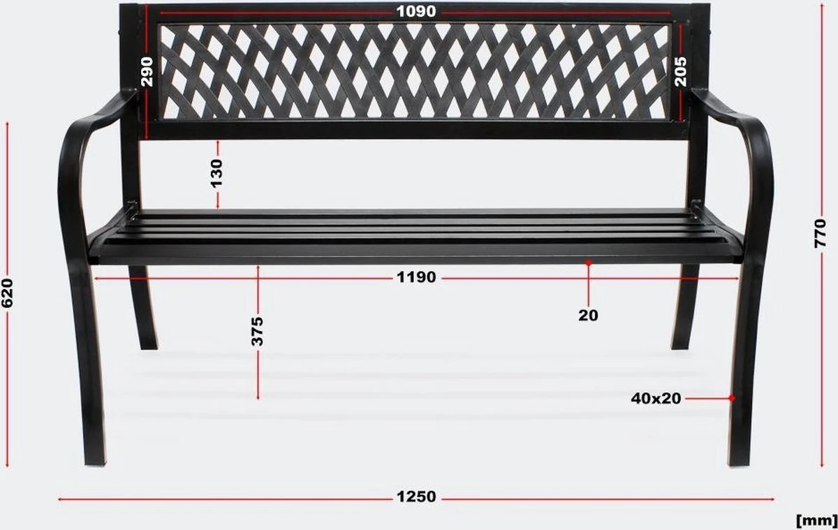 Tuinbank - Marijke -Tuinbankje - Tuinbank Metaal - Tuinbank Hout - Weersbestendig - 126 X 53 X 77 Cm 7 Tuinbank - Marijke -Tuinbankje - Tuinbank Metaal - Tuinbank Hout - Weersbestendig - 126 X 53 X 77 Cm - Afbeelding 5