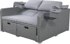 Polyrattan Patio Rieten Meubels Set Voor 2 Personen-Outdoor Rattan Sofa Set Met Intrekbare Luifel-lounge Bank-PE Rotan Loveseat Voor Achtertuin Veranda Tuin Zwembad Balkon-grijs -Meubel Verkoop 1200x761