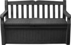 Keter Eden Garden Bench Opbergbank - 265L - 140x60x84cm - Zwart/Grijs -Meubel Verkoop 1200x763