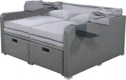 Polyrattan Patio Rieten Meubels Set Voor 2 Personen-Outdoor Rattan Sofa Set Met Intrekbare Luifel-lounge Bank-PE Rotan Loveseat Voor Achtertuin Veranda Tuin Zwembad Balkon-grijs -Meubel Verkoop 1200x769