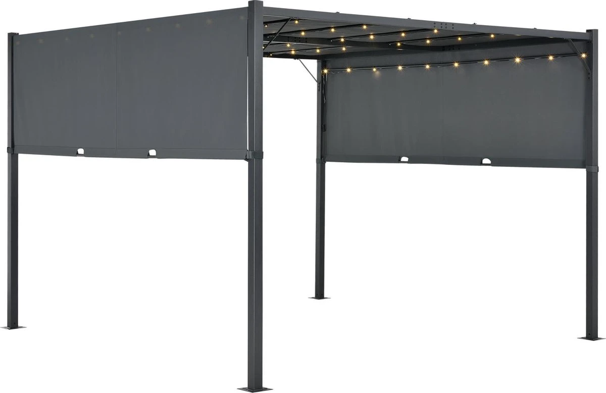 Pergola Fortaleza Tuinpaviljoen Met LED Verlichting 3x3 M Donkergrijs 3 Pergola Fortaleza Tuinpaviljoen Met LED Verlichting 3x3 M Donkergrijs