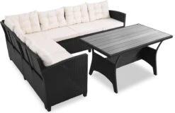 Casaria Polyrattan Tuinset - 15 Delig Voor 6 Personen – Crème Zwart -Meubel Verkoop 1200x779 7