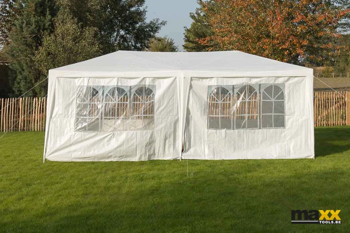 MaxxGarden Partytent - Paviljoen - 300 X 600 X 250 Cm - Met Zijwanden - Waterdicht Pro - 32mm Buizen – Wit 9 MaxxGarden Partytent - Paviljoen - 300 X 600 X 250 Cm - Met Zijwanden - Waterdicht Pro - 32mm Buizen – Wit - Afbeelding 7