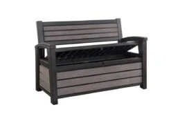 Keter - Hudson Bench Box - 2-zits Bank - Opbergbox - Hout Look & Feel - 227L - 138x63x89cm - Antraciet -Meubel Verkoop 1200x800 73