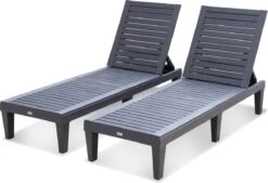 Set Van 2 Ligstoelen, PIA, Ligstoel Met Verschillende Standen, Van Kunststof, Zwart -Meubel Verkoop 1200x820 2