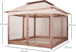 Outsunny Paviljoen Met Zijwanden Partytent Tuintent Popup 3,25 X 3,25 M Khaki 840-166 -Meubel Verkoop 1200x820 6
