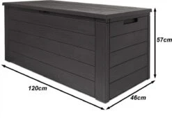 Merkloos Woody Tuin Opbergbox - 324 Liter 45x120x60 Cm - Tuinkussenbox - Antraciet/bruin -Meubel Verkoop 1200x826 2