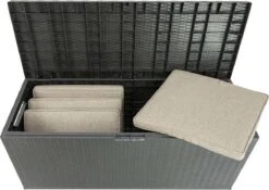 Verrijdbare Tuinkussen Opbergbox - Rattan Look - Zwart - 350 Liter -Meubel Verkoop 1200x850