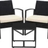Songmics Tuinmeubelset, 3-delige Set, Van Polyrotan, Voor Outdoor, Terras, Balkon, Tuin, Eenvoudige Montage, Bijzettafel En 2 Stoelen, Zwart-beige -Meubel Verkoop 1200x860
