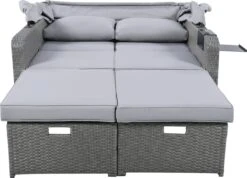 Polyrattan Patio Rieten Meubels Set Voor 2 Personen-Outdoor Rattan Sofa Set Met Intrekbare Luifel-lounge Bank-PE Rotan Loveseat Voor Achtertuin Veranda Tuin Zwembad Balkon-grijs -Meubel Verkoop 1200x867