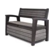 Keter - Hudson Bench Box - 2-zits Bank - Opbergbox - Hout Look & Feel - 227L - 138x63x89cm - Antraciet -Meubel Verkoop 1200x873