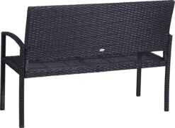 Outsunny Polyrotan Tuinbank 2-zits Parkbank Bank Staal Zwart 867-022 -Meubel Verkoop 1200x874