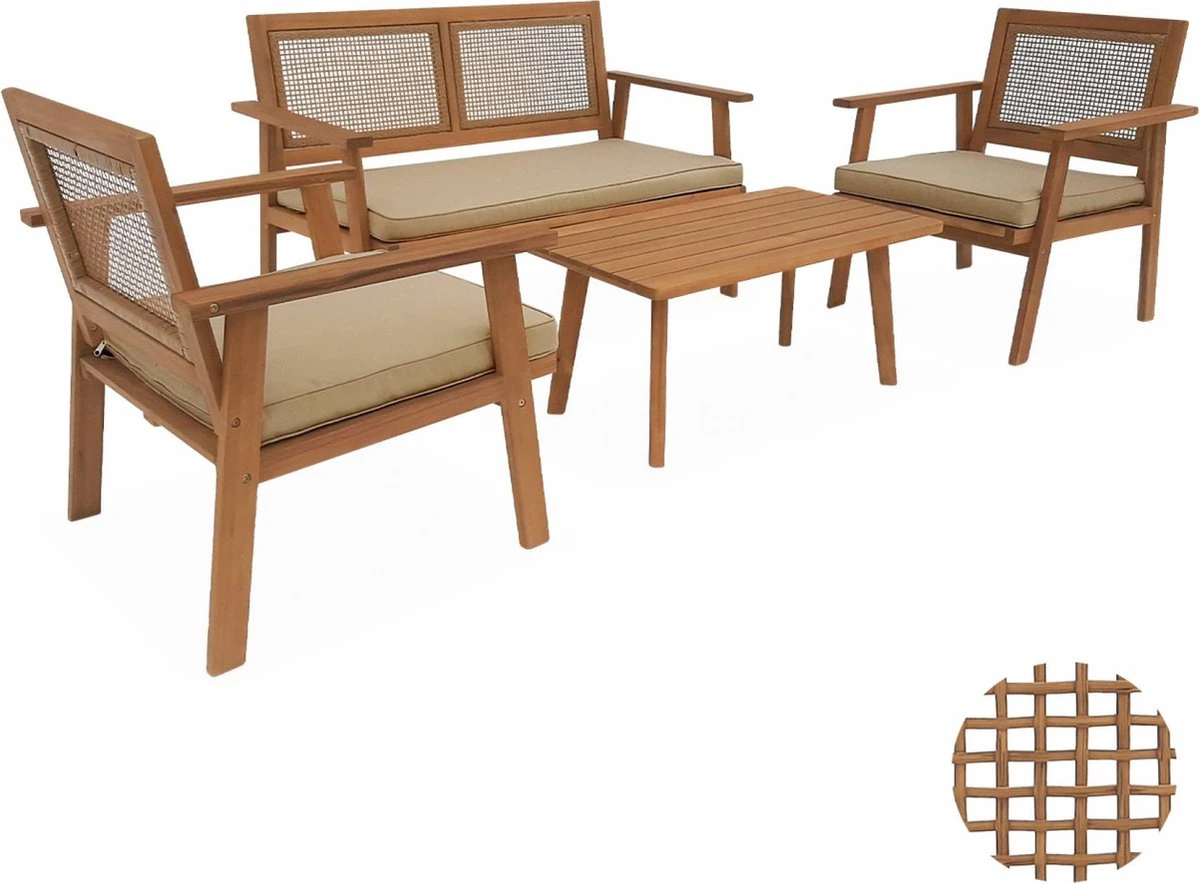 Tuinmeubelset 4 Zitplaatsen + 1 Salontafel L Alice's Garden 3 Tuinmeubelset 4 Zitplaatsen + 1 Salontafel L Alice's Garden