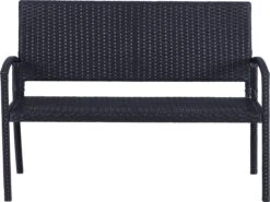 Outsunny Polyrotan Tuinbank 2-zits Parkbank Bank Staal Zwart 867-022 -Meubel Verkoop 1200x898