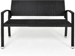 Casaria Polyrattan Tuinbank – 2 Zits UV-bestendig - Zwart -Meubel Verkoop 1200x901 4