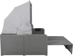 Polyrattan Patio Rieten Meubels Set Voor 2 Personen-Outdoor Rattan Sofa Set Met Intrekbare Luifel-lounge Bank-PE Rotan Loveseat Voor Achtertuin Veranda Tuin Zwembad Balkon-grijs -Meubel Verkoop 1200x929