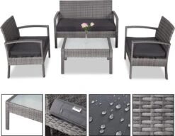 Casaria Polyrattan Loungeset – 2 Stoelen 1 Bank 1 Tafel - Antraciet 20 Casaria Polyrattan Loungeset – 2 Stoelen 1 Bank 1 Tafel - Antraciet -Meubel Verkoop 1200x931 2