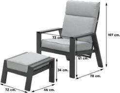 Garden Impressions Max Verstelbare Stoel + Voetenbank -Meubel Verkoop 1200x933