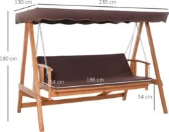 Outsunny Hollywoodschommel Hout Tuinschommel Schommelbank Ligfunctie 3 Personen 84A-185 -Meubel Verkoop 1200x936 2