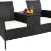 Casaria Tuinbank Polyrattan – 2 Zitter Incl. Tafel & Kussens – Zwart -Meubel Verkoop 1200x939 1