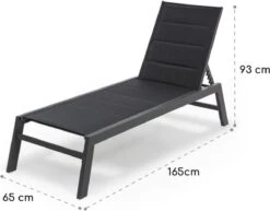 Blumfeldt Renazzo Lounge Ligstoel - Ligbed Voor De Tuin - Aluminium Tuinstoel - 6 Standen - Waterafstotend - Bekleding Van 70 % Pvc En 30 % Polyetheen - Zwart -Meubel Verkoop 1200x940