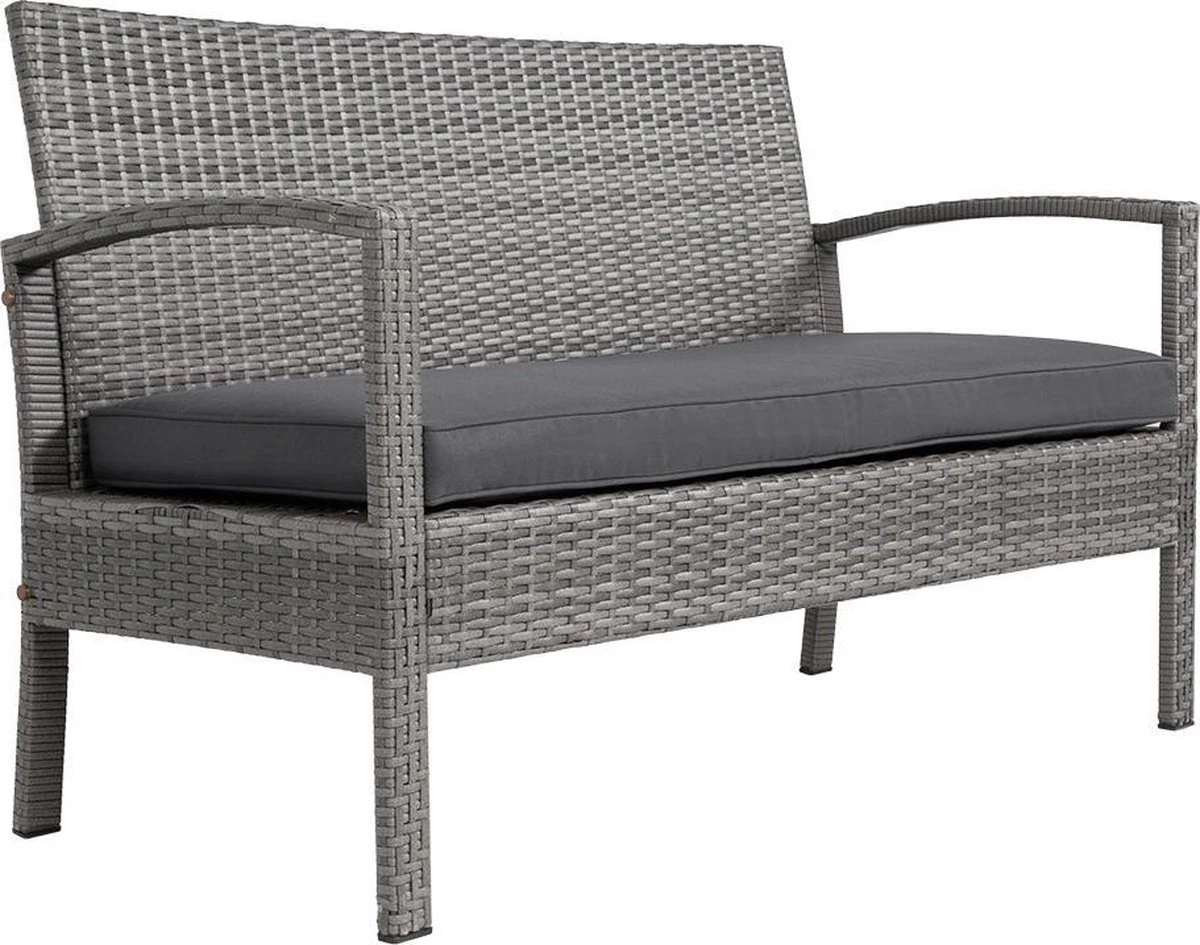 Casaria Polyrattan Loungeset – 2 Stoelen 1 Bank 1 Tafel - Antraciet 5 Casaria Polyrattan Loungeset – 2 Stoelen 1 Bank 1 Tafel - Antraciet - Afbeelding 3