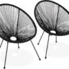 Set Van 2 Design Stoelen Ei-vormig - Acapulco Zwart - Stoelen 4 Poten Retro Design, Plastic Koorden, Binnen/buiten -Meubel Verkoop 1200x950