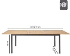 NATERIAL - Uitschuifbare Tuintafel ORIS - Uitschuifbare Tafel Voor 6 Tot 8 Personen - 180-240x100 Cm - Aluminium - Hout Eucalyptus 12 NATERIAL - Uitschuifbare Tuintafel ORIS - Uitschuifbare Tafel Voor 6 Tot 8 Personen - 180-240x100 Cm - Aluminium - Hout Eucalyptus -Meubel Verkoop 1200x958