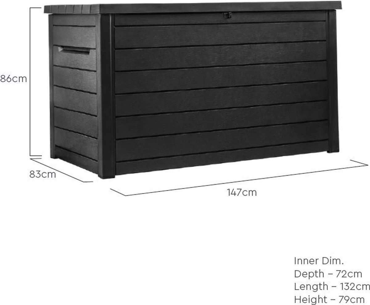 Keter Ontario Opbergbox - 870L - 147x83x86cm - Grafiet 12 Keter Ontario Opbergbox - 870L - 147x83x86cm - Grafiet - Afbeelding 10