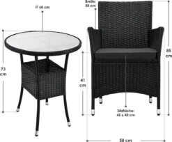 Polyrotan Balkonset - Bayamo - 3-delig - Zwart -Meubel Verkoop 1200x993 3