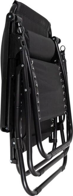 Luxe Ligstoel Met Hoofdsteun & Voetsteun - Verstelbare Rugleuning - Zonnebed Relaxstoel Voor Tuin/Terras/Strand/Balkon/Zwembad/Camping - Inklapbaar - Weerbestendig - Zwart -Meubel Verkoop 445x1200