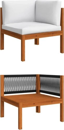 Decoways - 5-delige Loungeset Met Kussens Massief Acaciahout Crèmekleurig -Meubel Verkoop 590x1200