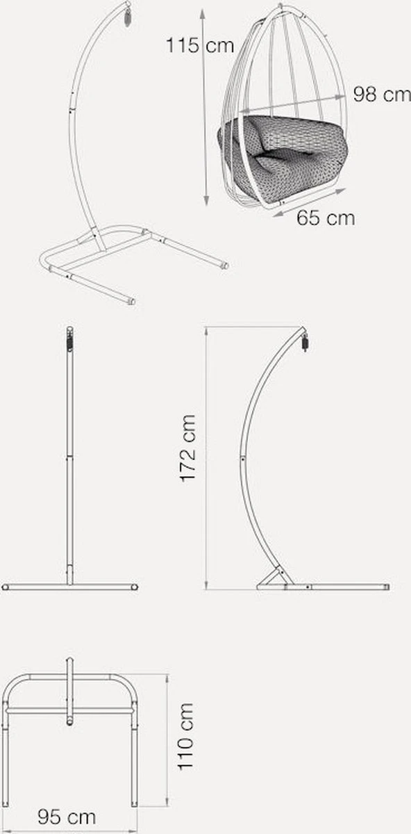 Pochon Home - Egg Hangstoel Met Standaard - Ergonomisch - Capuccino - Incl. Kussen - Egg Chair Binnen En Buiten 4 Pochon Home - Egg Hangstoel Met Standaard - Ergonomisch - Capuccino - Incl. Kussen - Egg Chair Binnen En Buiten - Afbeelding 2